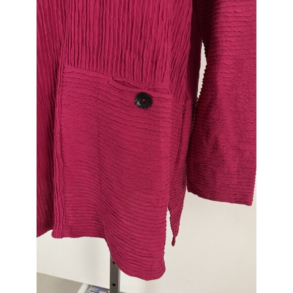 HABITAT Clothes To Live In Fuschia Pink Textured Long Sleeve Tunic Top Sz L - Picture 3 of 7